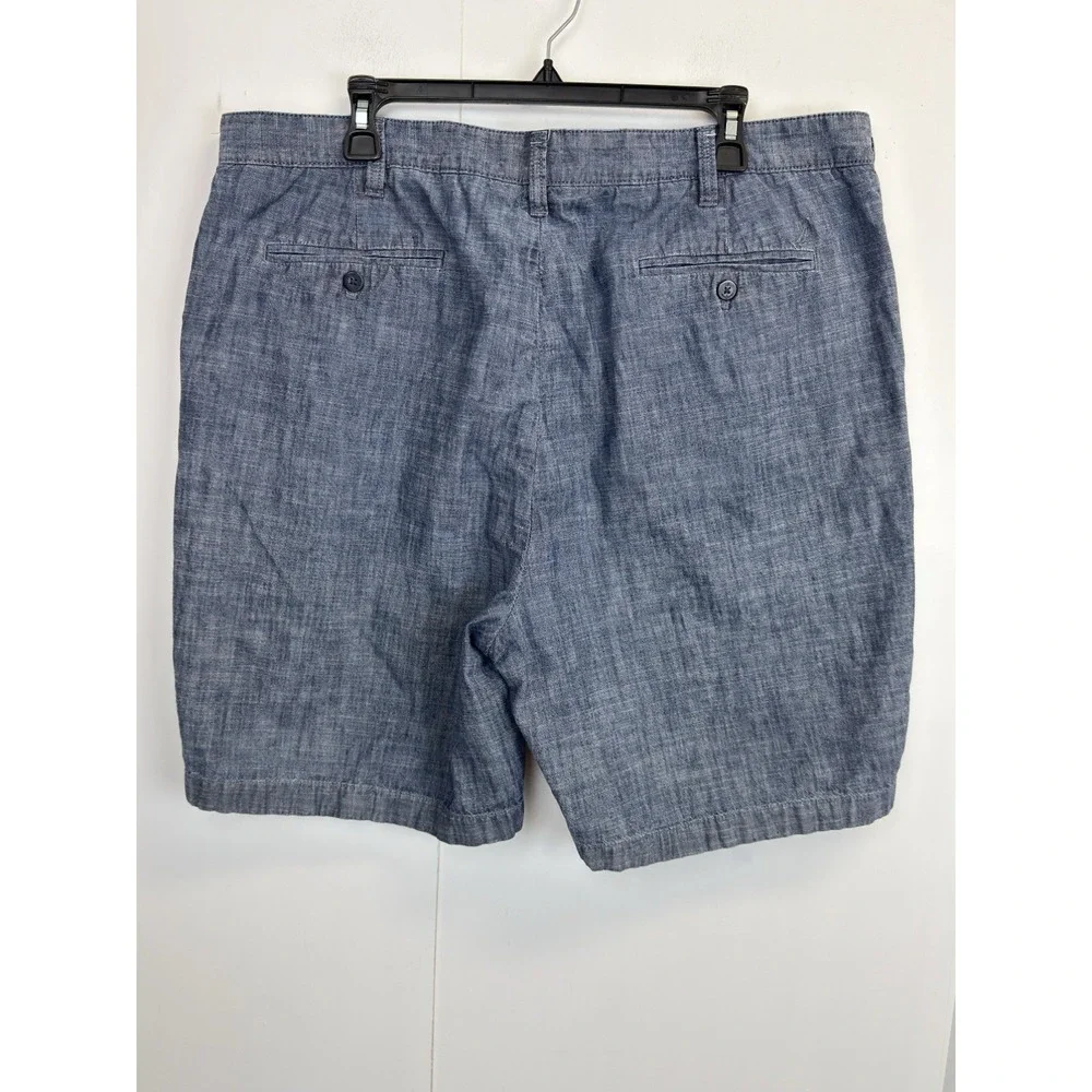 Nautica Men's  Size 40 Chambray Shorts Classic Fit Flat Front Indigo 8